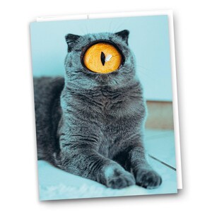Cartão de felicitações Trippy Cat, Ciclope, Gato estranho, Surreal, Cartão de amante de gatos, Cartão de nota, Aniversário, Aniversário, Amizade, Obrigado