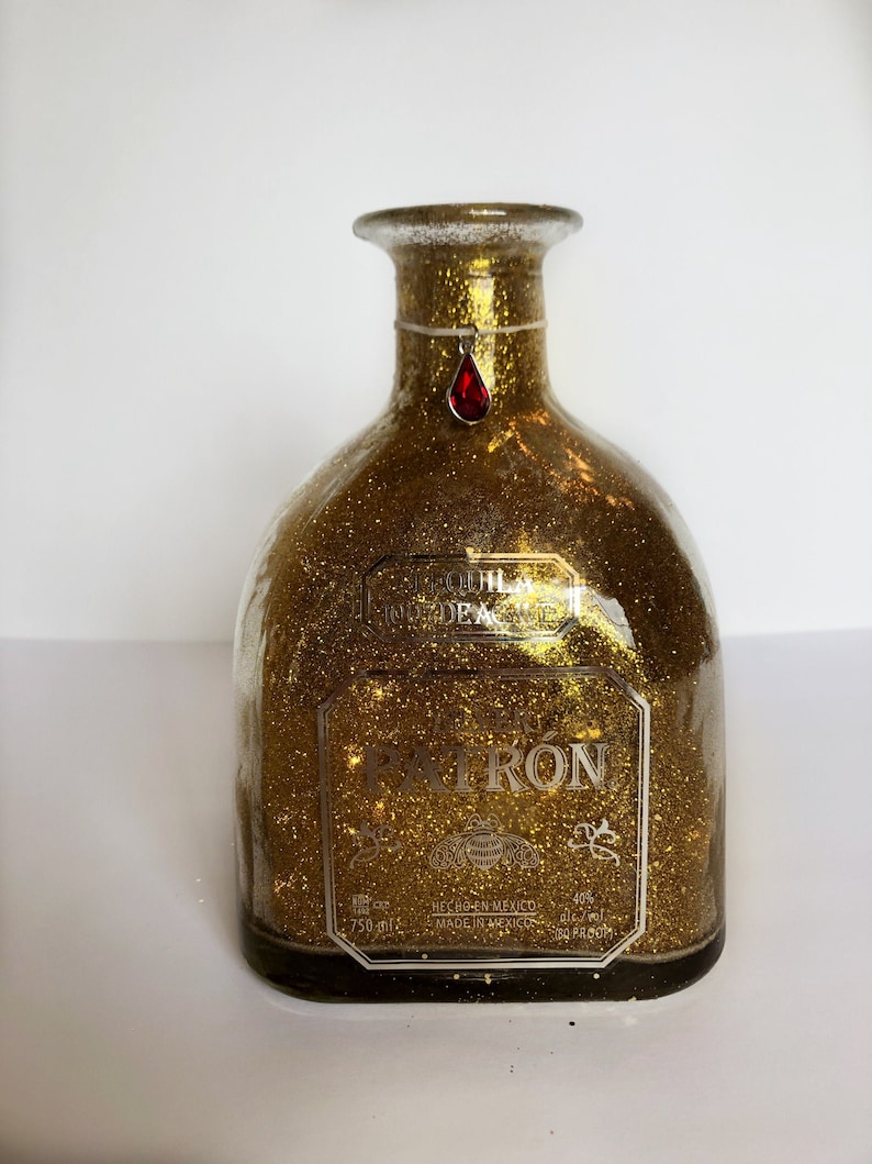 Handmade Light up Decorative Liquor Bottles Gold Glitter Etsy