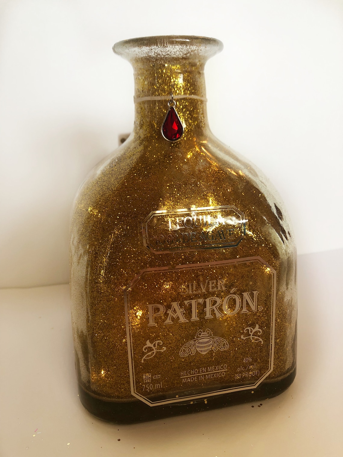 Handmade Light up Decorative Liquor Bottles Gold Glitter Etsy