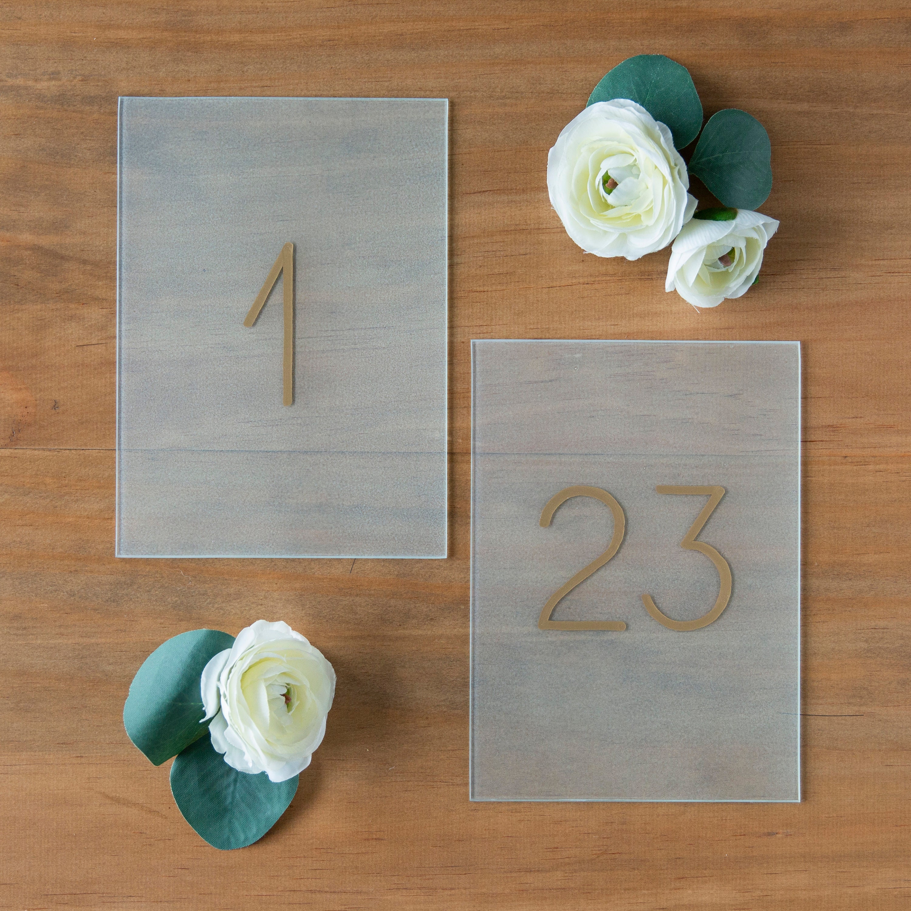 Frosted Glass Table Number with Dainty Wood Base Etsy