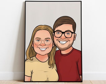 Custom Portrait drawing from photo, Caricature Couple, Cartoon portrait illustration, Family illustration, surprise birthday gift