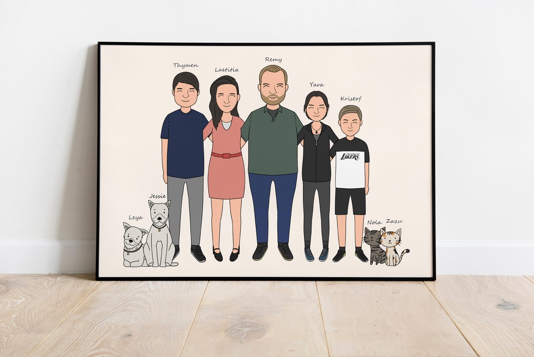 Personalised Family Illustration Custom Family Gift Etsy