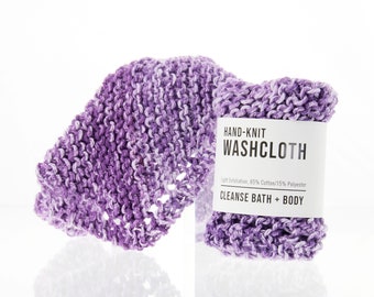 Hand-Knit Washcloths - Purple