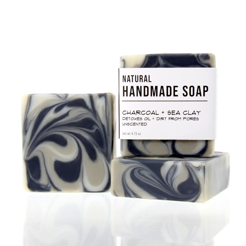 Charcoal and Sea Clay Handmade Bar Soap Unscented image 1