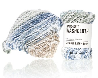 Hand-Knit Washcloths - Frost