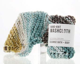 Hand-Knit Washcloths - Emerald