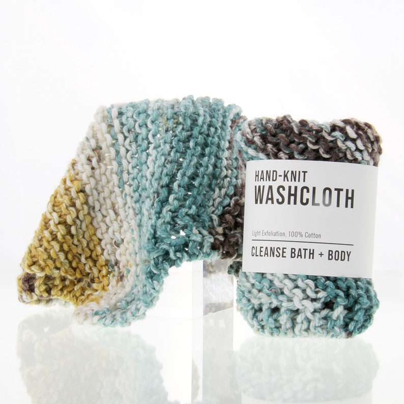 Hand-Knit Washcloths Emerald image 1