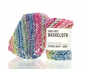 Hand-Knit Washcloths - Rainbow