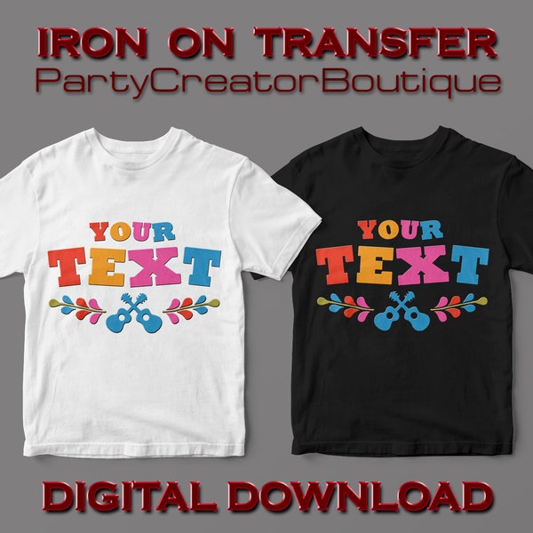 coco iron on transfer, stencil, vinyl, custom diy shirt design, coco party supplies, coco birthday party decorations, printable digital coco