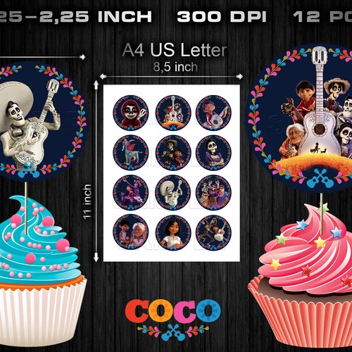 Coco Cupcake Toppers Party Supplies Birthday Party - Etsy