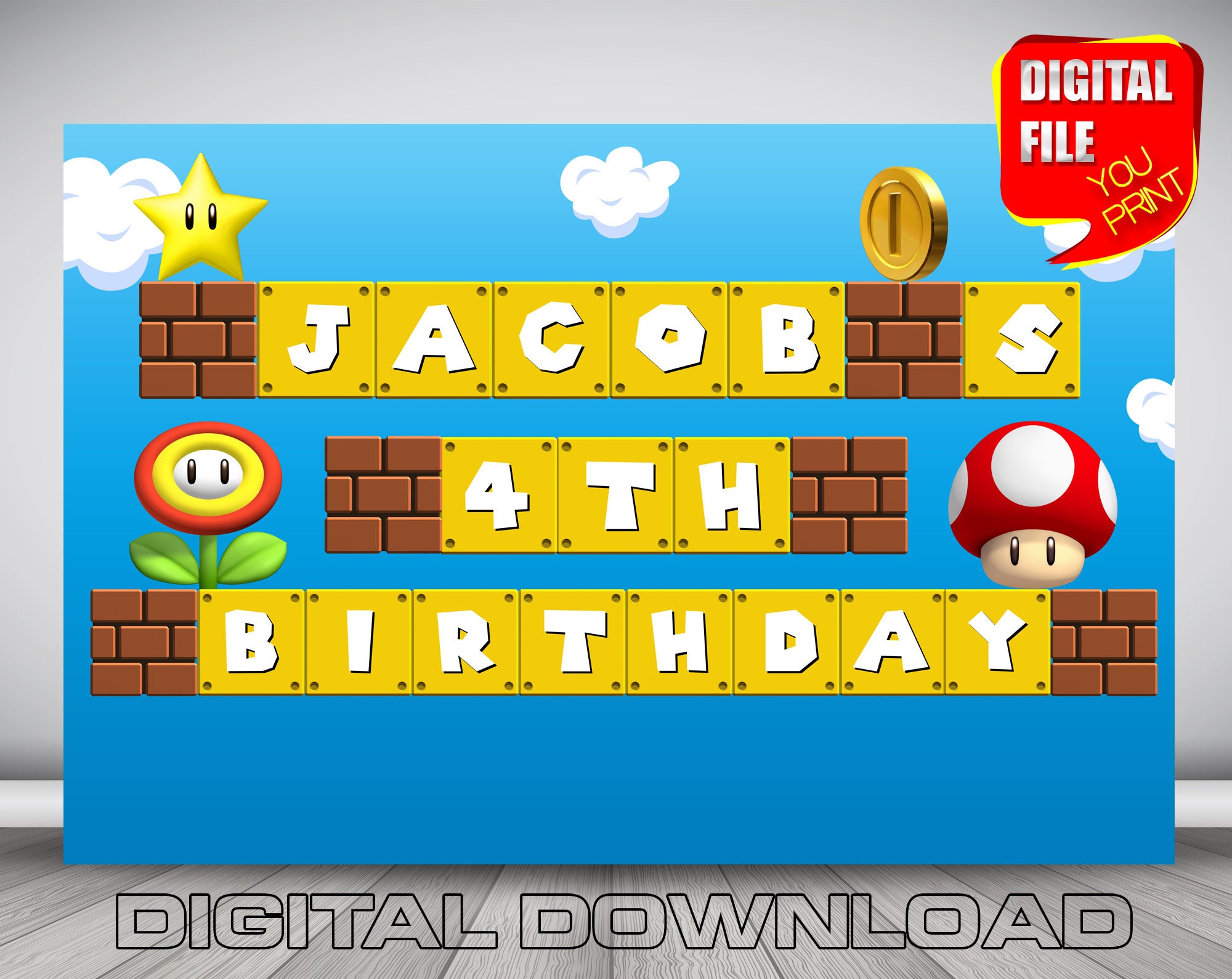 super mario birthday banner