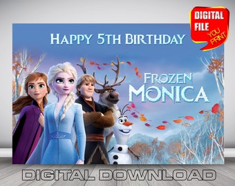 Frozen 2 Birthday Backdrop Banner: Elsa and Anna Party Decor (Digital Download)