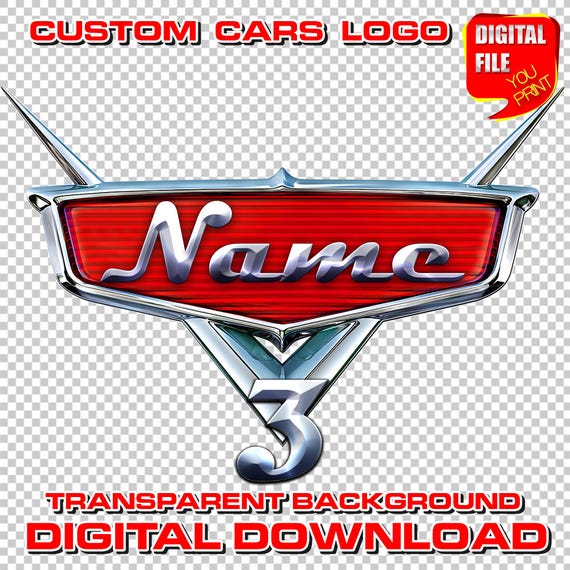 Personalized Cars Birthday Logo, Custom Name, Party Decor (Digital Download)
