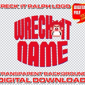 custom wreck it ralph logo with name, personalized custom logo wreck it ralph birthday party, digital wreck it ralph centerpices birthday