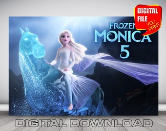 Frozen 2 Birthday Backdrop Banner: Elsa, Anna Party (Digital Download)