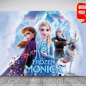 Frozen 2 birthday backdrop banner, Frozen birthday party, Frozen party supplies, printable Frozen, digital Frozen, elsa anna party backdrop