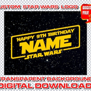 star wars sign logo with name, personalized digital star wars birthday party logo, star wars party decor, clipart, pribtable centerpieces