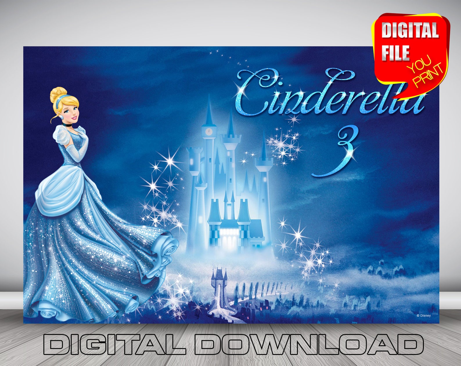 Cinderella backdrop banner digital Cinderella birthday Etsy