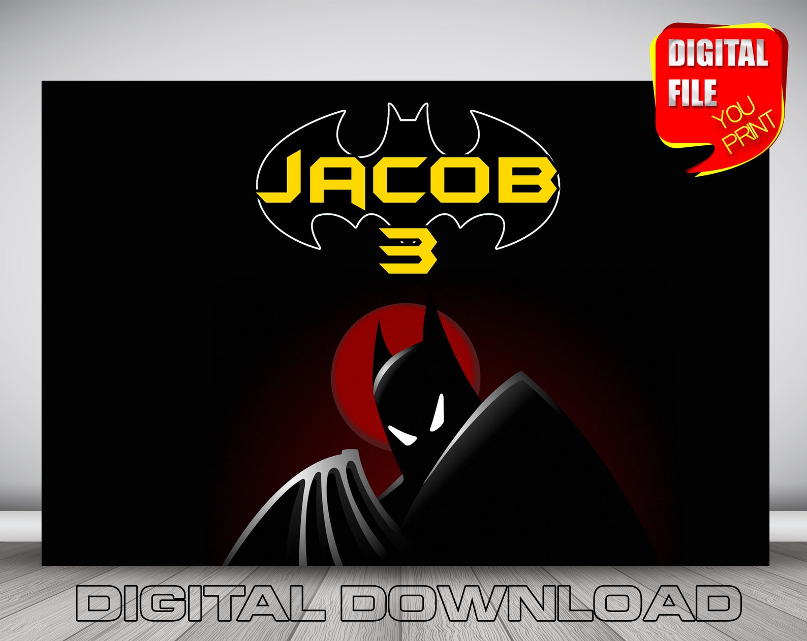 Batman backdrop banner digital batman birthday party backdrop Etsy