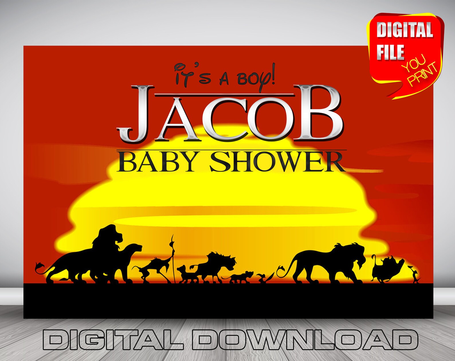 Lion king baby shower backdrop banner lion king birthday Etsy