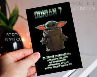 Invitación de cumpleaños de Grogu, Star Wars, El Mandaloriano (Descarga digital)