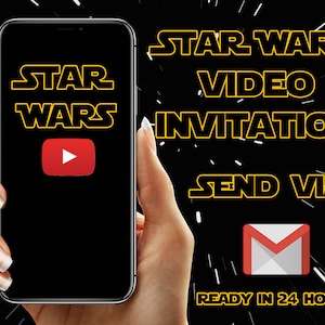 Star wars video invitation, Star wars birthday party video invitation, Star wars video invitation, mobile phone digital party invitation
