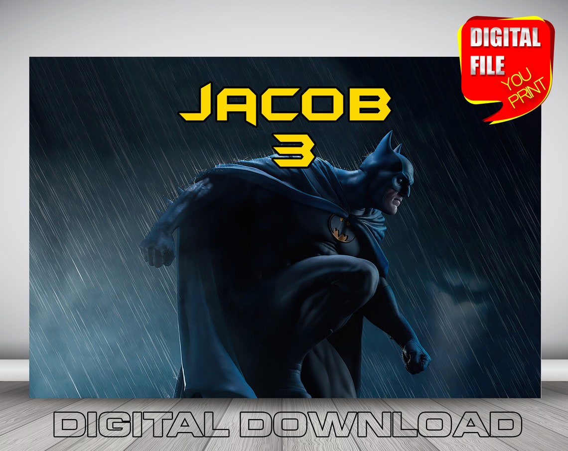 Batman backdrop banner digital batman birthday party backdrop Etsy