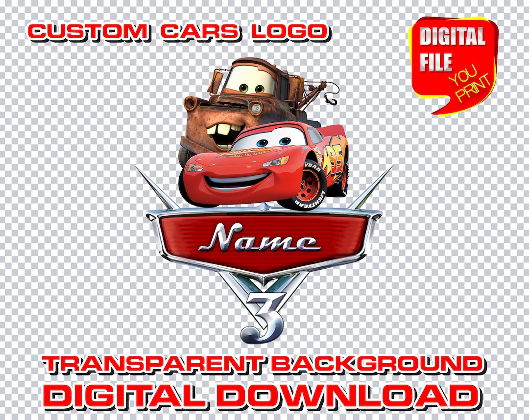 Cars Logo With Name, Personalized Digital Cars Birthday Party Logo ...