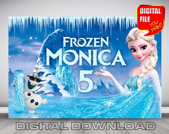 Frozen Birthday Backdrop: Elsa and Anna Party Decoration (Digital Download)