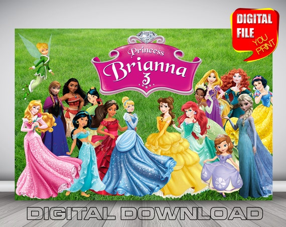 Banner sullo sfondo delle principesse Disney, festa di compleanno delle  principesse, decorazioni per feste delle principesse, principessa digitale,  Frozen, Cenerentola, sirenetta -  Italia