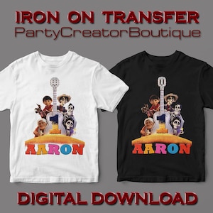 coco iron on transfer, stencil, vinyl, custom diy shirt design, coco party supplies, coco birthday party decorations, printable digital coco