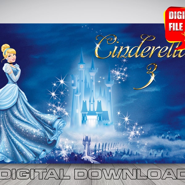Cinderella backdrop banner, digital Cinderella birthday backdrop disney princess Cinderella party decoration, printable Cinderella clipart