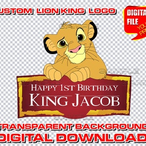 lion king logo cake topper png, personalized digital lion king birthday party logo, lion king simba party decor, clipart, invitation favor