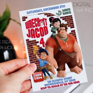 Verjaardagsuitnodiging Wreck-It Ralph: mobiele uitnodiging (digitale download)