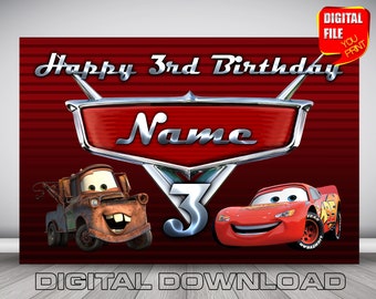 Banner per sfondo festa di compleanno Cars (download digitale)