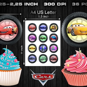Cars cupcake toppers, party supplies, birthday party, printable cars cupcake toppers, centerpieces, digital cars, cars clipart, scrapbook