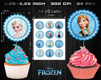 アナと雪の女王 カップケーキトッパー：パーティーのセンターピース（デジタルダウンロード）