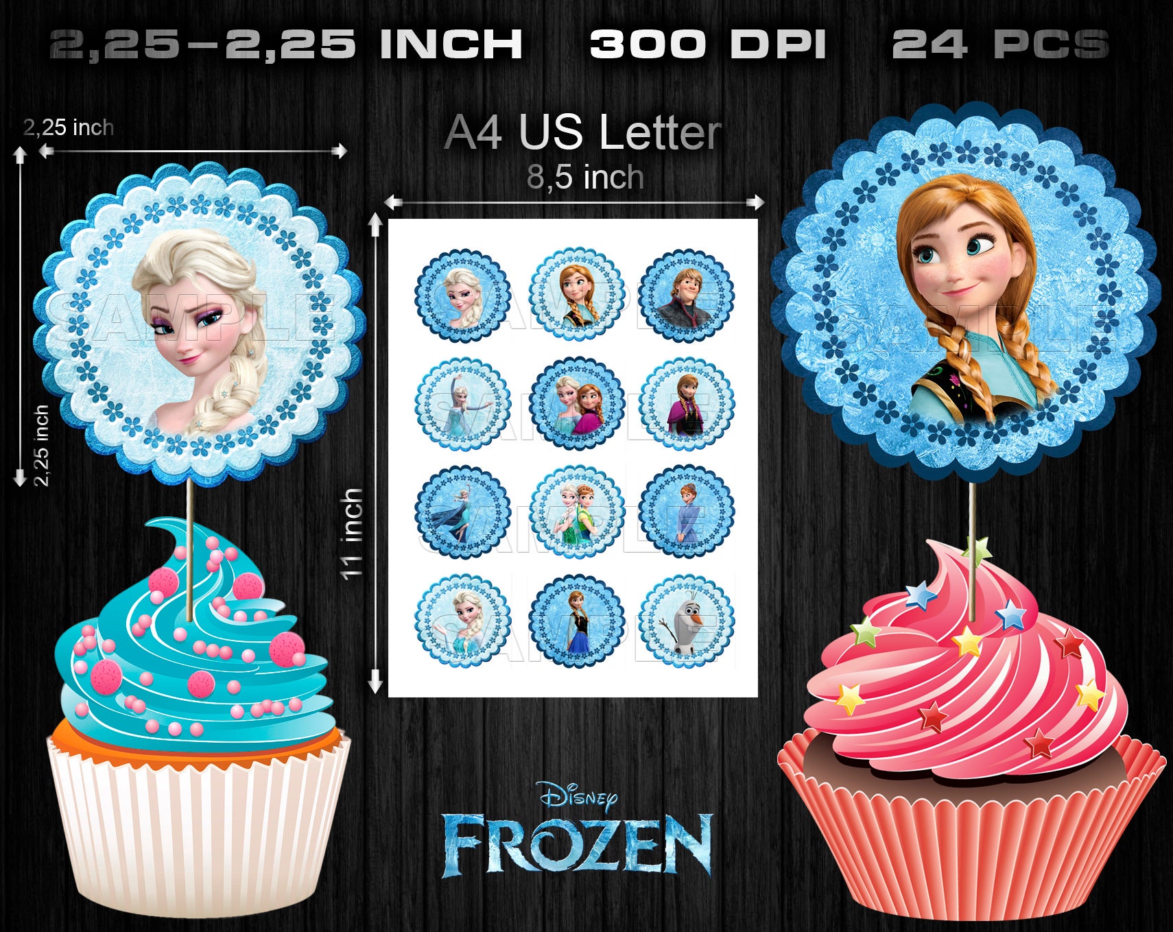 frozen cupcake toppers party supplies birthday party etsy