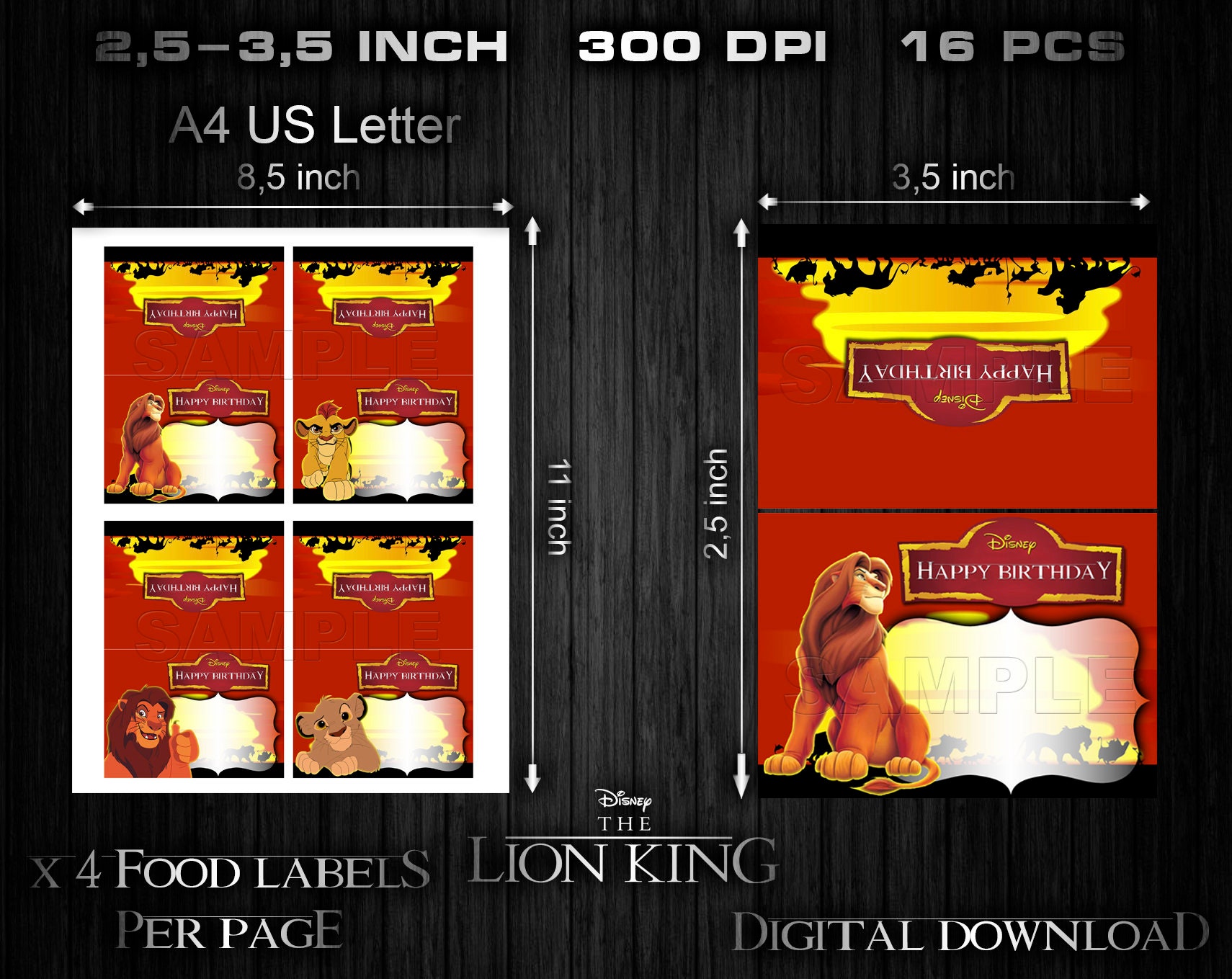 Lion King Food Labels Lion King Party Supplies Lion King Etsy