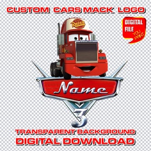 cars mack logo personalized cars cake topper digital cars birthday party logo, cars party logo centerpices, clipart, printable birthday cars