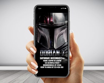 Mandalorianische Geburtstagseinladung, Star Wars Mobile Invite (Digital JPEG)