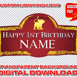 custom lion king logo with name, personalized digital lion king birthday party logo, lion king simba party decor, clipart, invitation favor