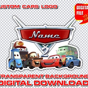 logotipo de carros com nome, logotipo de festa de aniversário de carros digital personalizado, centro de decoração de logotipo de festa de carros, clipart, placas