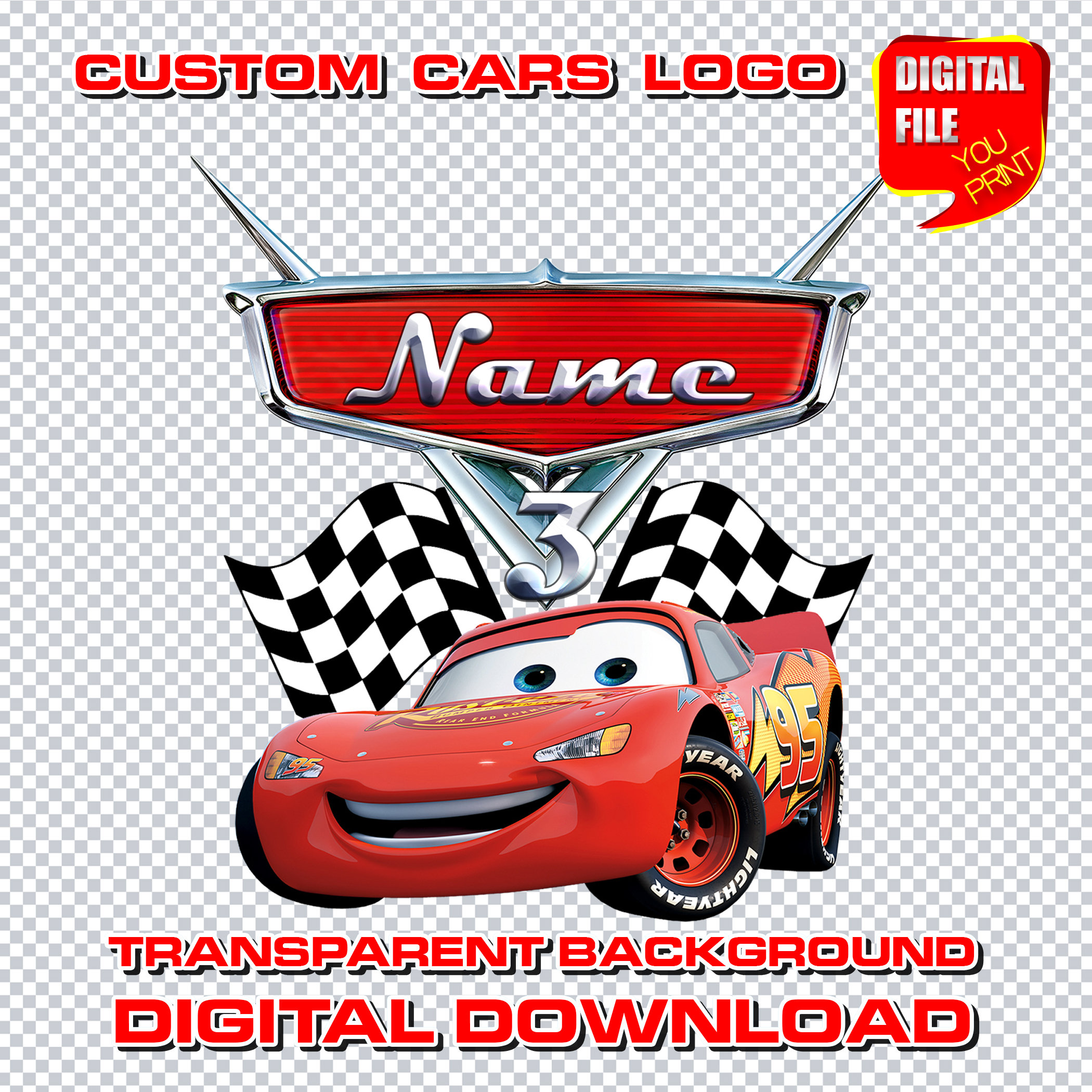 Personalized Cars Logo Cake Topper: Birthday Party Centerpiece (Digital PNG), image size:2100x2100