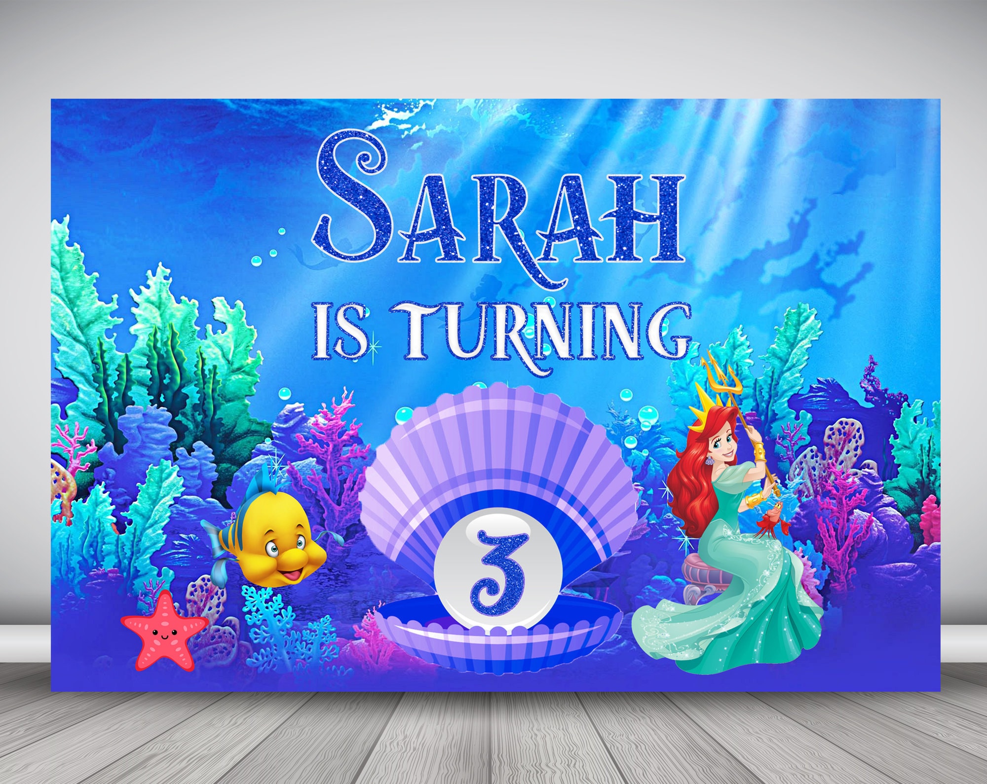 The Little Mermaid Backdrop Banner Digital Printable Mermaid - Etsy  Australia