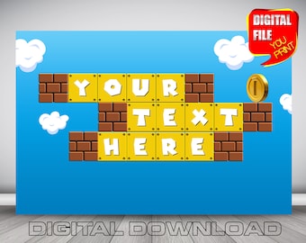 Super Mario Birthday Backdrop Banner (Digital Download)