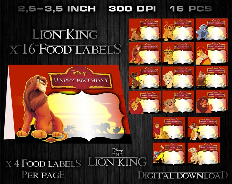 Lion king food labels lion king party supplies lion king Etsy