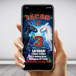 how to train your dragon birthday invitation, digital birthday party invitation, how to train your dragon mobile phone cell party invitation