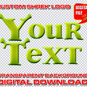 custom shrek logo with name, personalized digital shrek birthday party logo, shrek party decor centerpices, clipart, invitation party invite