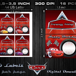 Cars Food Labels , Cars Party Supplies, Cars Birthday Party, Printable ...